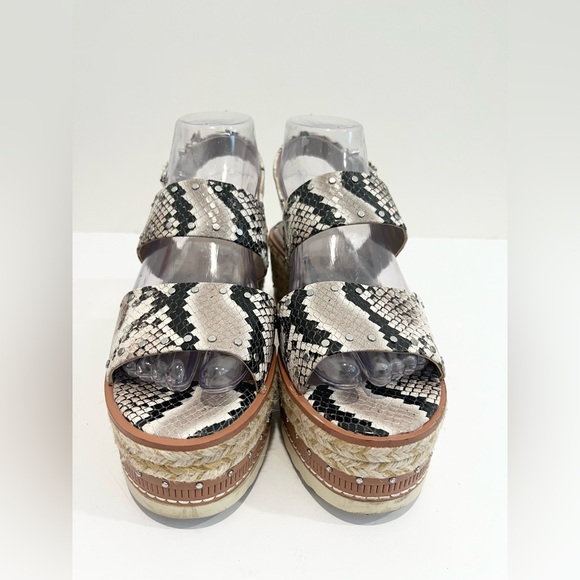 Vince Camuto Marsa Platform Wedge Sandals Faux Snakeskin Studded Jute Women 7.5 - Picture 5 of 14